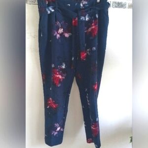 Floral Print Navy Pants
